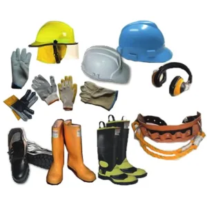 Equipo de protección personal: cascos, guantes, botas y protectores