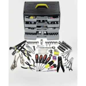 Set de herramientas manuales en caja organizadora