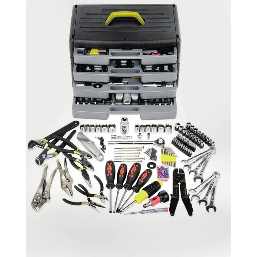 Set de herramientas manuales en caja organizadora